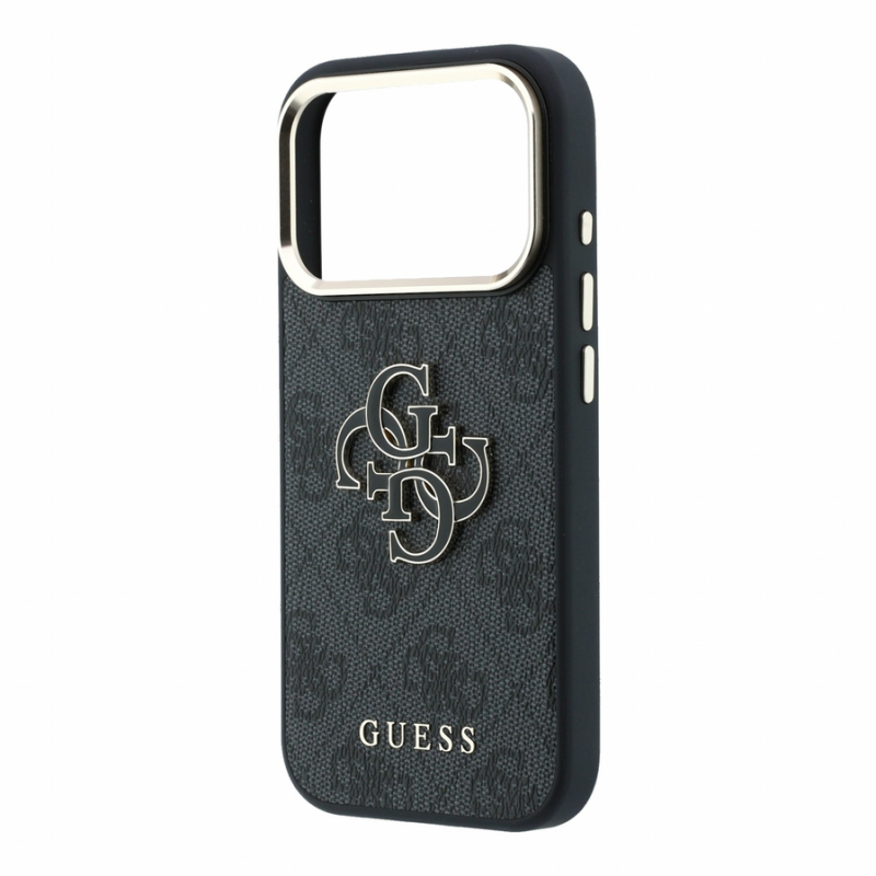 Guess PU 4G Resin Metal Logo Case for iPhone 18 Pro Max Black