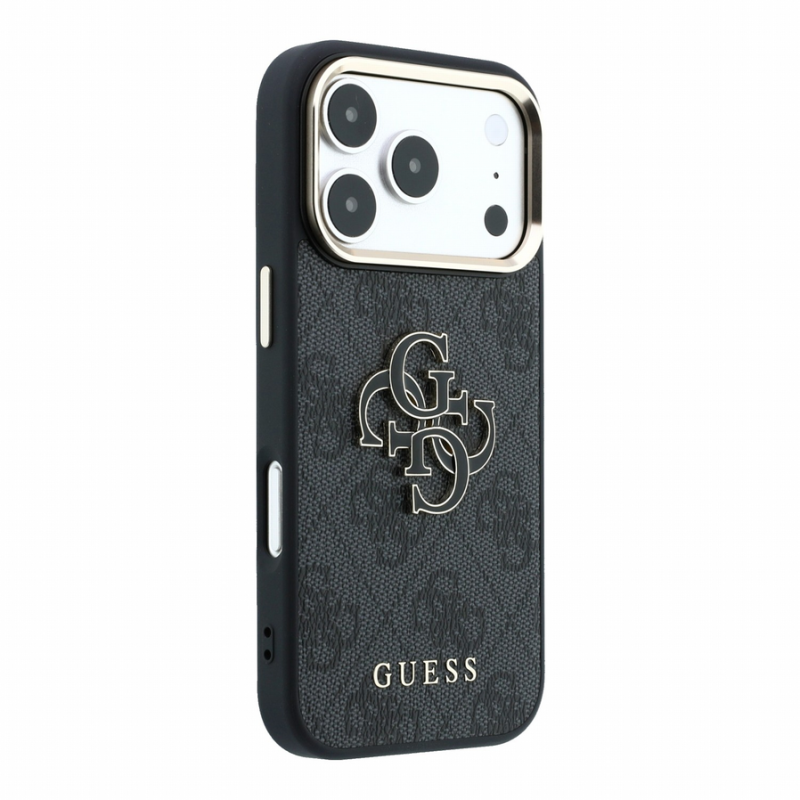 Guess PU 4G Resin Metal Logo Case for iPhone 18 Pro Black