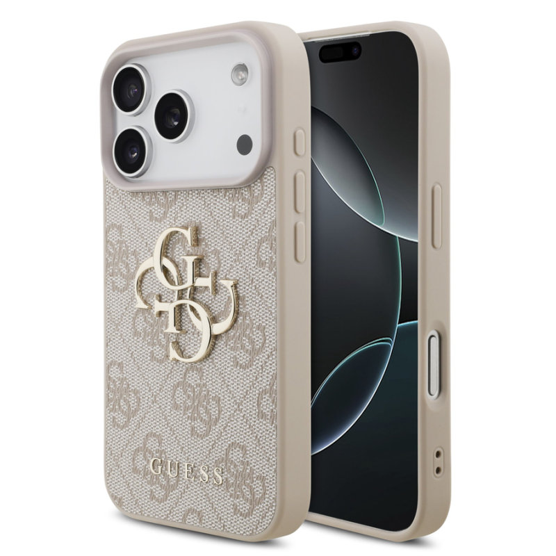 Guess PU 4G Metal Logo Case for iPhone 18 Pro Pink