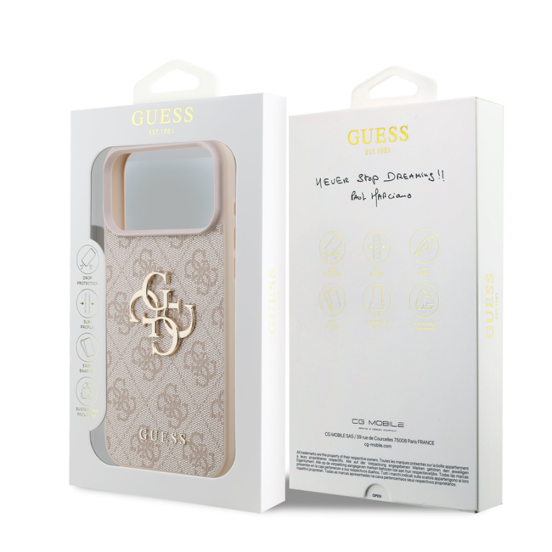 Guess PU 4G Metal Logo Case for iPhone 18 Pro Max Pink