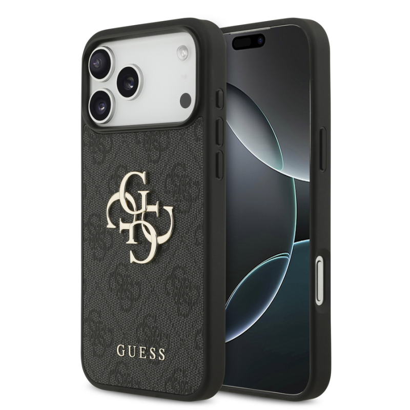 Guess PU 4G Metal Logo Case for iPhone 18 Pro Max Grey