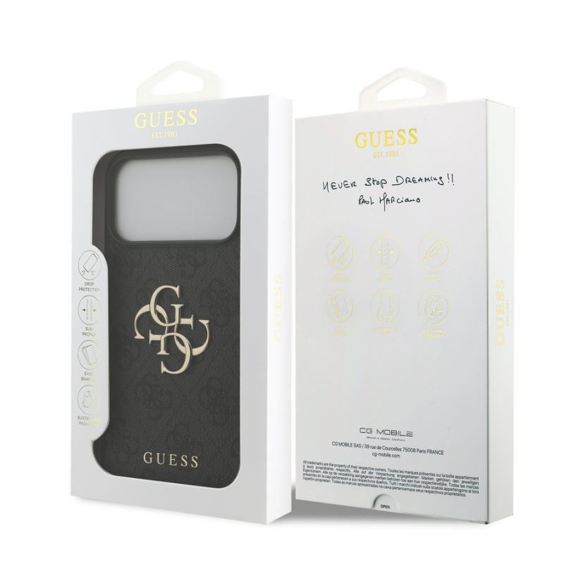 Guess PU 4G Metal Logo Case for iPhone 18 Pro Max Grey