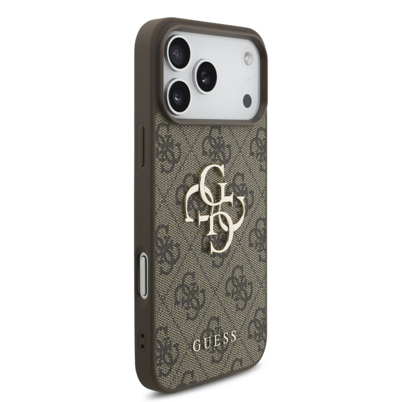 Guess PU 4G Metal Logo Case for iPhone 18 Pro Max Brown