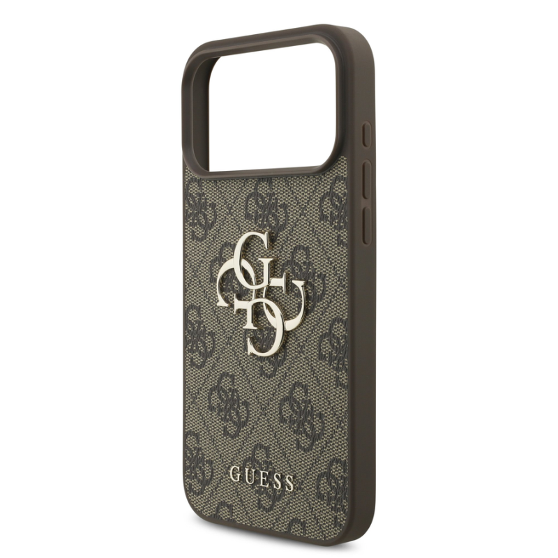 Guess PU 4G Metal Logo Case for iPhone 18 Pro Max Brown