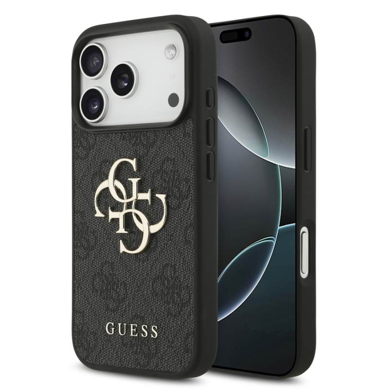 Guess PU 4G Metal Logo Case for iPhone 18 Pro Grey