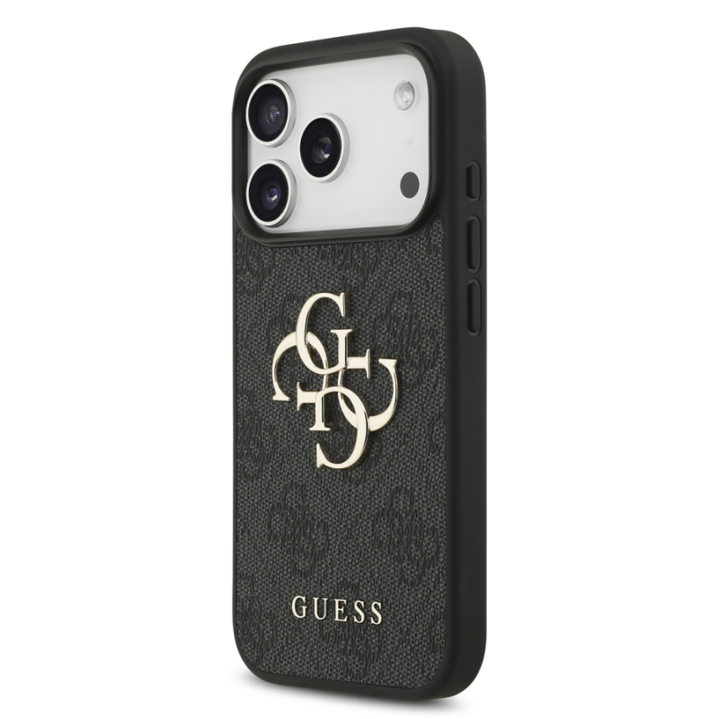 Guess PU 4G Metal Logo Case for iPhone 18 Pro Grey