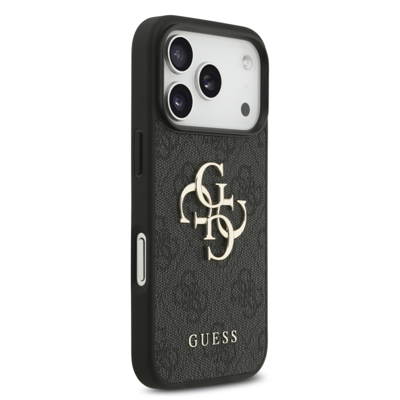 Guess PU 4G Metal Logo Case for iPhone 18 Pro Grey