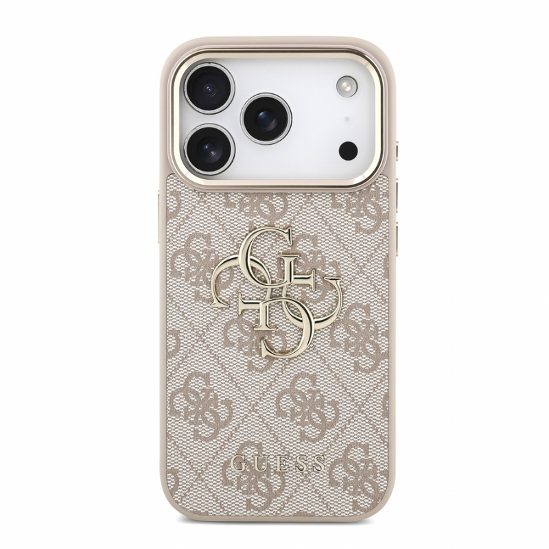 Guess PU 4G Metal Logo Strap Case for iPhone 18 Pro Pink