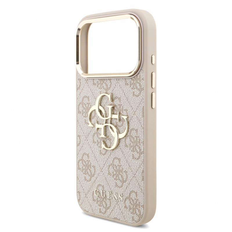 Guess PU 4G Metal Logo Strap Case for iPhone 18 Pro Pink