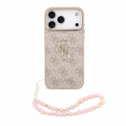 Guess PU 4G Metal Logo Strap Case for iPhone 18 Pro Max Pink