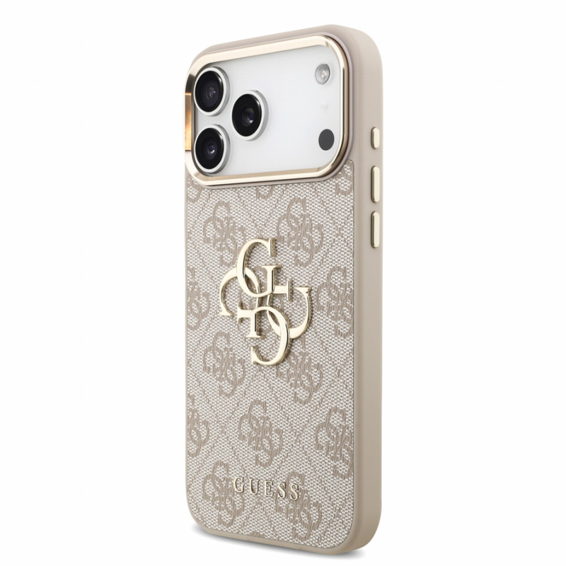 Guess PU 4G Metal Logo Strap Case for iPhone 18 Pro Max Pink