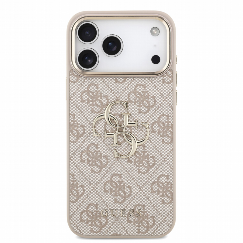 Guess PU 4G Metal Logo Strap Case for iPhone 18 Pro Max Pink