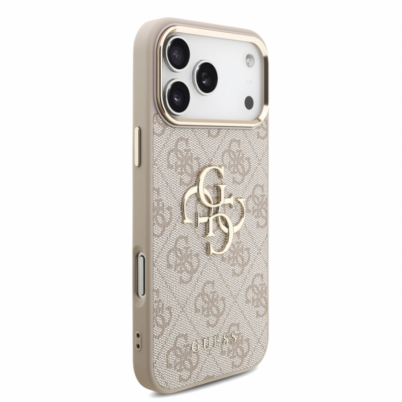 Guess PU 4G Metal Logo Strap Case for iPhone 18 Pro Max Pink