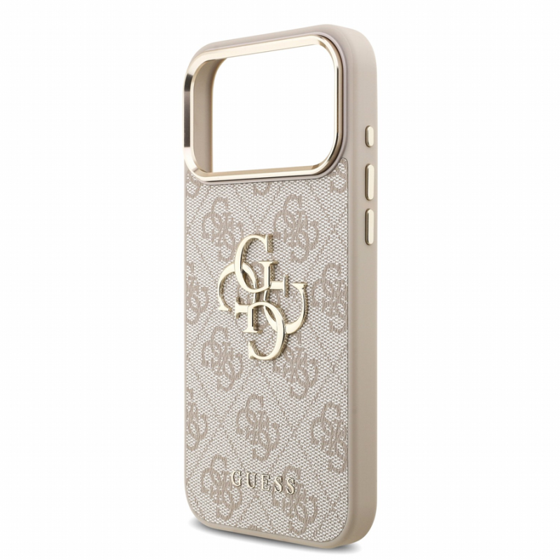 Guess PU 4G Metal Logo Strap Case for iPhone 18 Pro Max Pink
