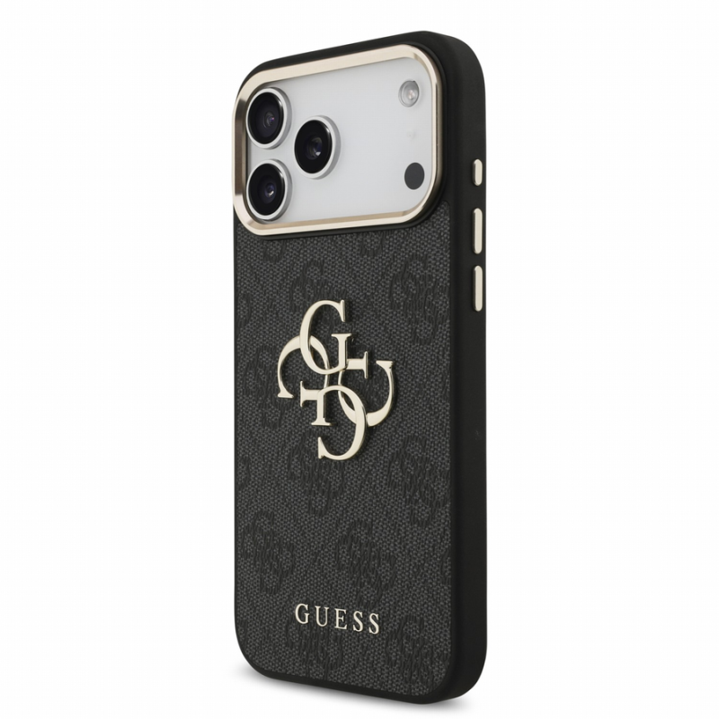 Guess PU 4G Metal Logo Strap Case for iPhone 18 Pro Max Black
