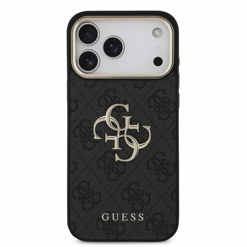 Guess PU 4G Metal Logo Strap Case for iPhone 18 Pro Max Black