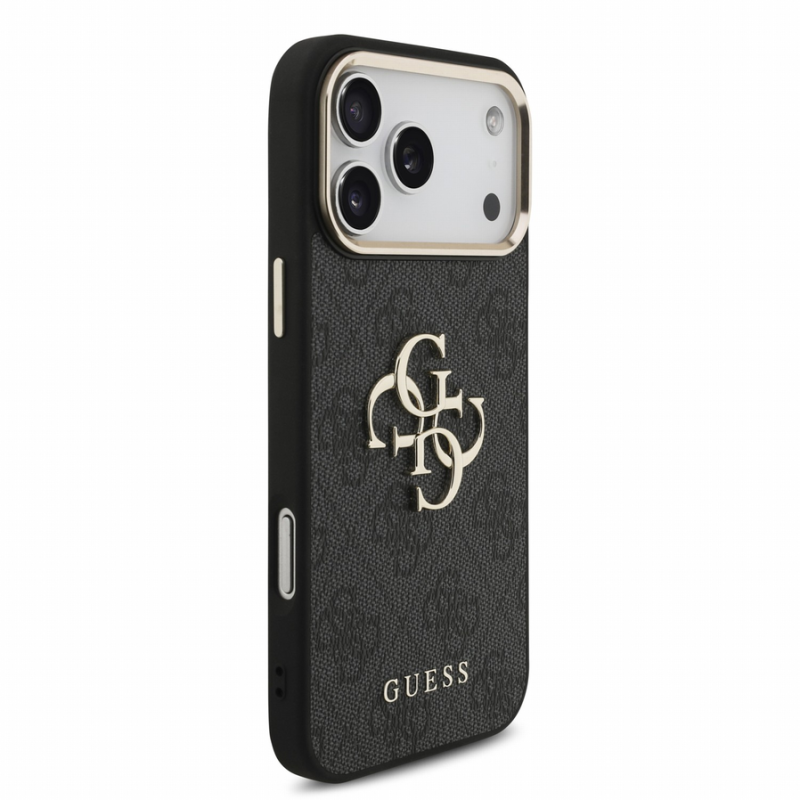 Guess PU 4G Metal Logo Strap Case for iPhone 18 Pro Max Black