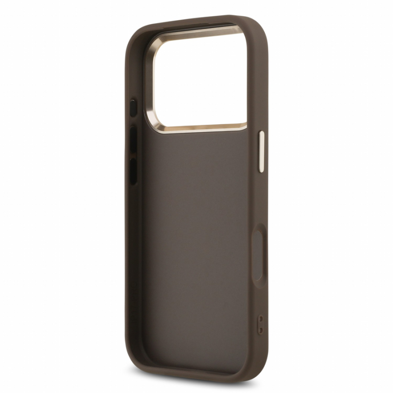 Guess PU 4G Metal Logo Strap Case for iPhone 18 Pro Brown
