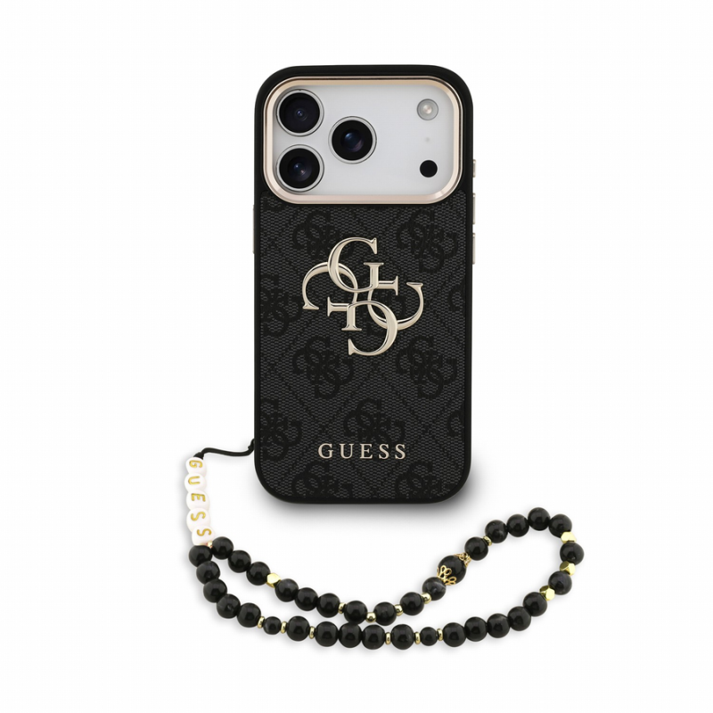 Guess PU 4G Metal Logo Strap Case for iPhone 18 Pro Black