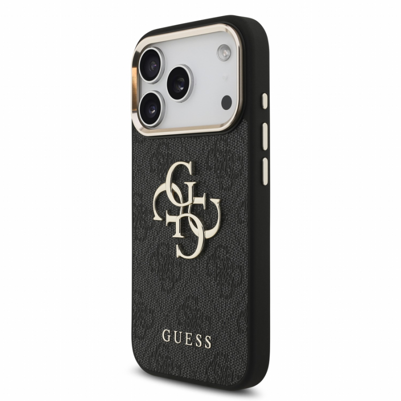Guess PU 4G Metal Logo Strap Case for iPhone 18 Pro Black