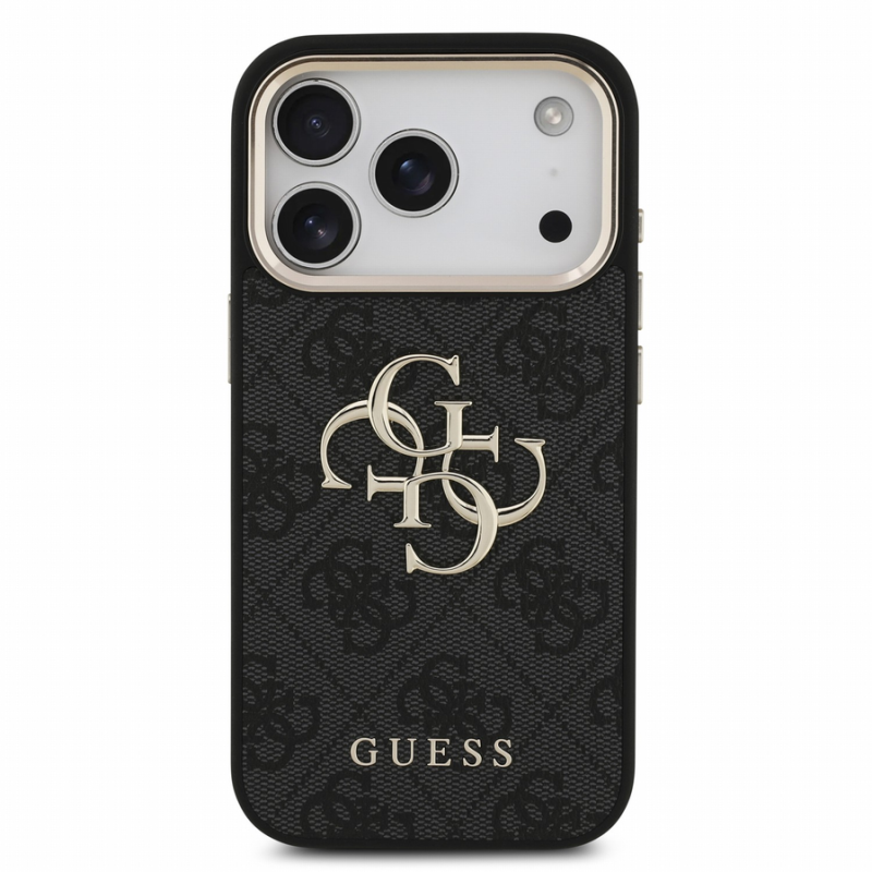 Guess PU 4G Metal Logo Strap Case for iPhone 18 Pro Black