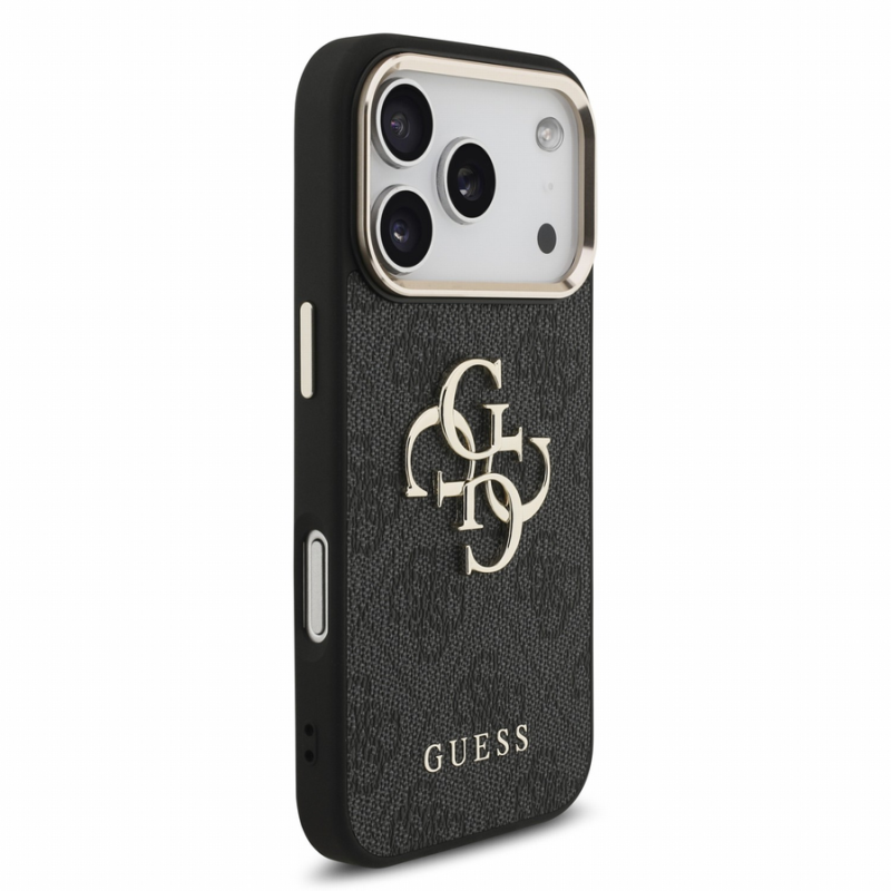 Guess PU 4G Metal Logo Strap Case for iPhone 18 Pro Black