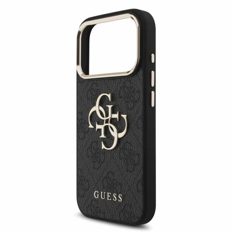 Guess PU 4G Metal Logo Strap Case for iPhone 18 Pro Black