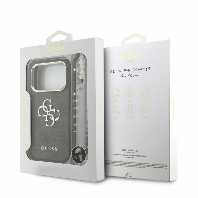 Guess PU 4G Metal Logo Strap Case for iPhone 18 Pro Black