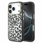 Guess IML Glitter Leopard Triangle Logo MagSafe Case for iPhone 18 Pro Max Black