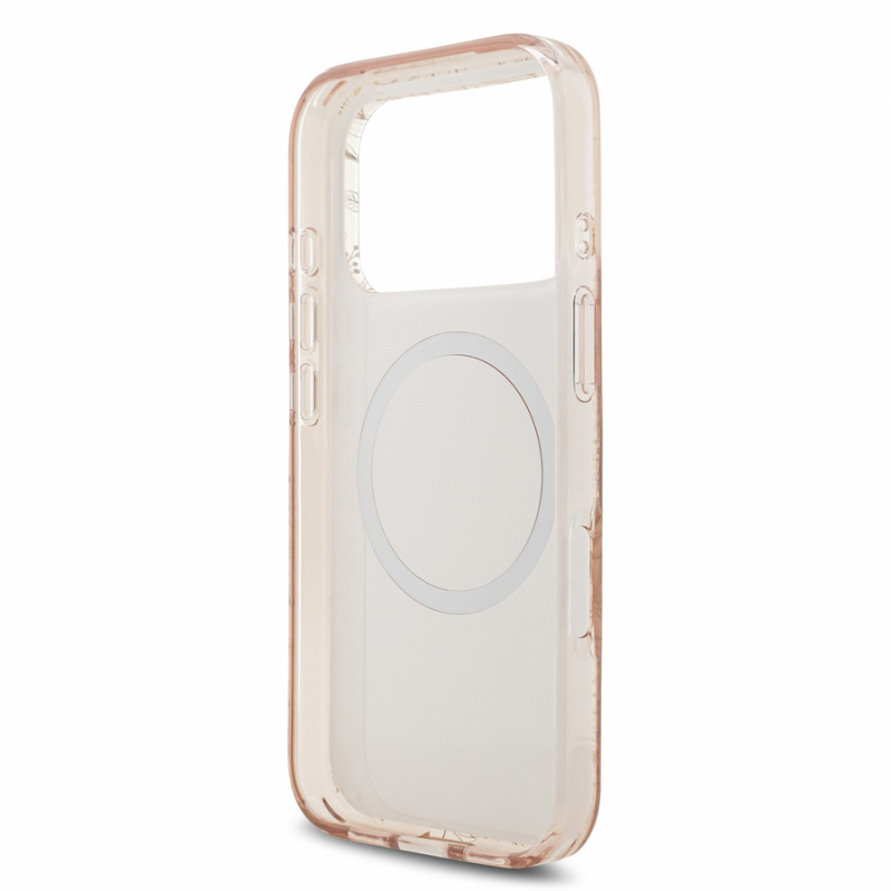 Guess IML Flowers Allover Strap MagSafe Case for iPhone 18 Pro Pink