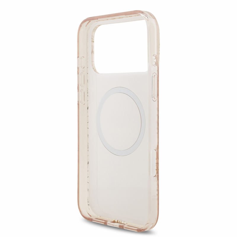 Guess IML Flowers Allover Strap MagSafe Case for iPhone 18 Pro Max Pink