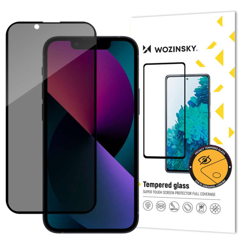 Wozinsky Privacy Glass härdat glas för iPhone 17e / 16e / 14 / 13 / 13 Pro med Anti Spy-sekretessfilter