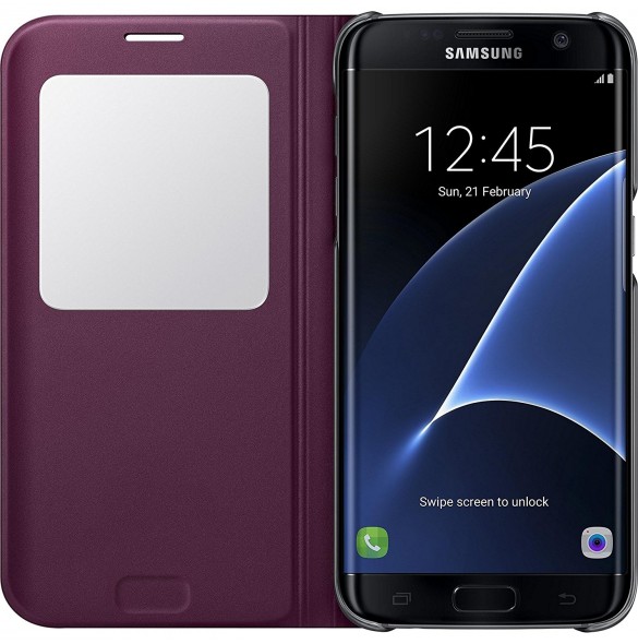 Samsung EF-CG935PXE S-View Case Vikbart Fodral Till Samsung Galaxy S7 Edge - Wine
