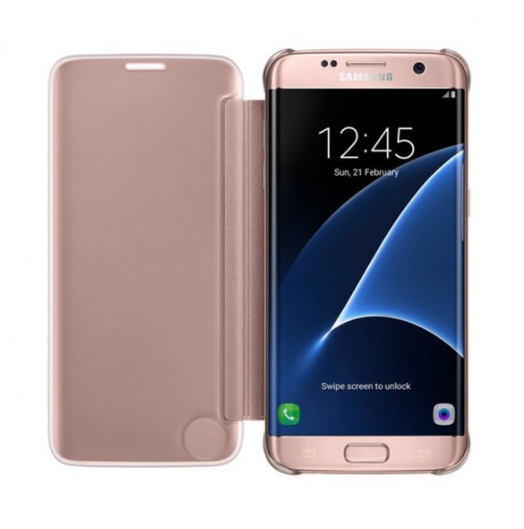 Samsung EF-ZG935CZE Clear View Cover Skal till Samsung Galaxy S7 Edge - Rosa Guld