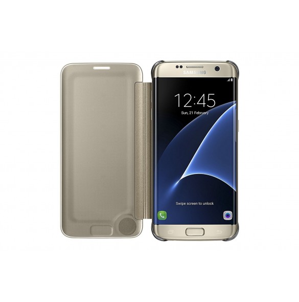 Samsung EF-ZG935CFE Clear View Cover Skal till Samsung Galaxy S7 Edge - Guld