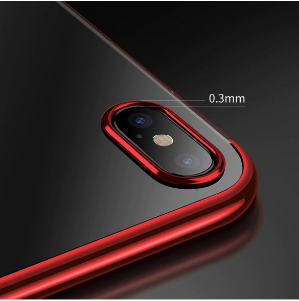 Clear Color Case Gel TPU Electroplating frame Cover Skal till Xiaomi Redmi Note 7 - Röd