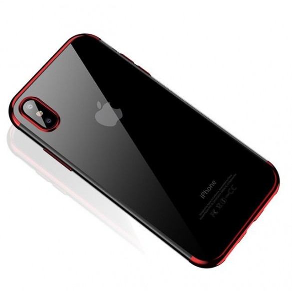 Clear Color Case Gel TPU Electroplating frame Cover Skal till Xiaomi Redmi Note 7 - Röd