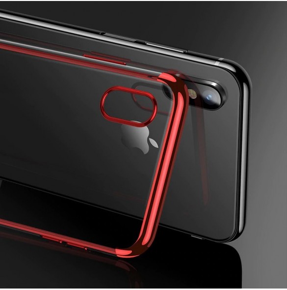 JollyFX Clear Color Case Gel TPU Electroplating frame Cover Skal till Xiaomi Redmi Note 7 - Svart