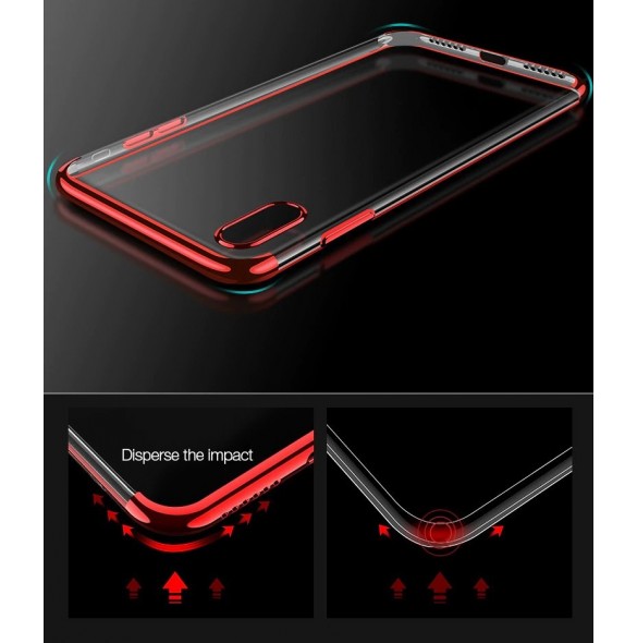 JollyFX Clear Color Case Gel TPU Electroplating frame Cover Skal till Xiaomi Redmi Note 7 - Svart