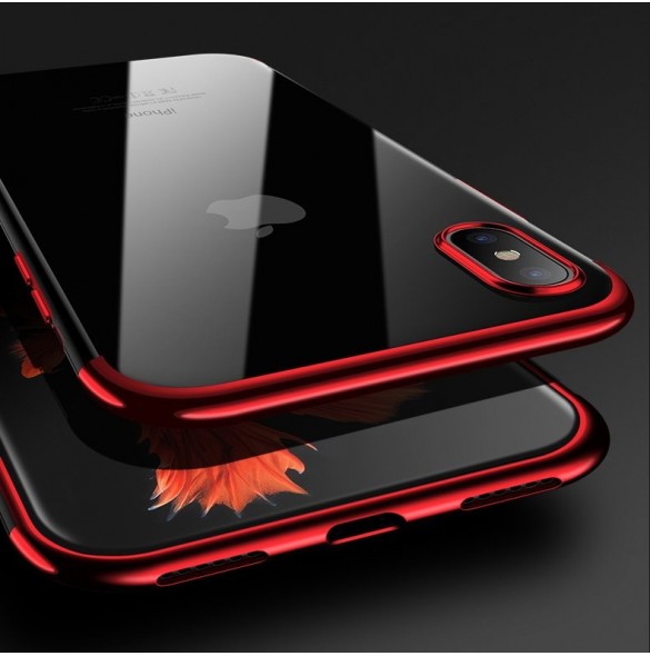 JollyFX Clear Color Case Gel TPU Electroplating frame Cover Skal till Xiaomi Redmi Note 7 - Svart
