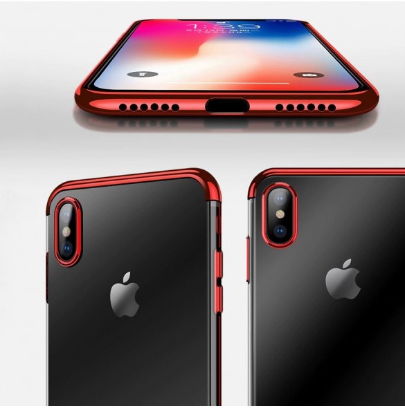 JollyFX Clear Color Case Gel TPU Electroplating frame Cover Skal till Xiaomi Redmi Note 7 - Svart