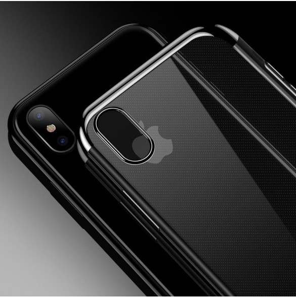 JollyFX Clear Color Case Gel TPU Electroplating frame Cover Skal till Xiaomi Redmi Note 7 - Svart