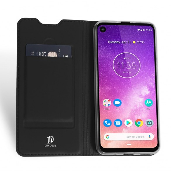 Svart och väldigt snyggt omslag till Motorola One Vision.