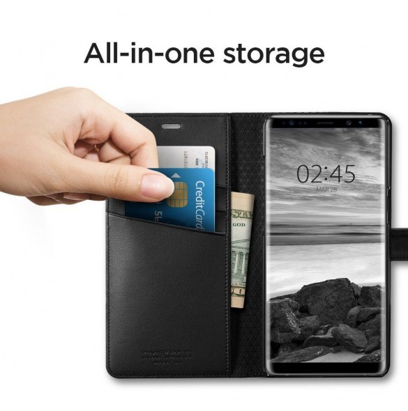 Spigen Wallet S Saffiano Samsung Galaxy Note8 - Svart