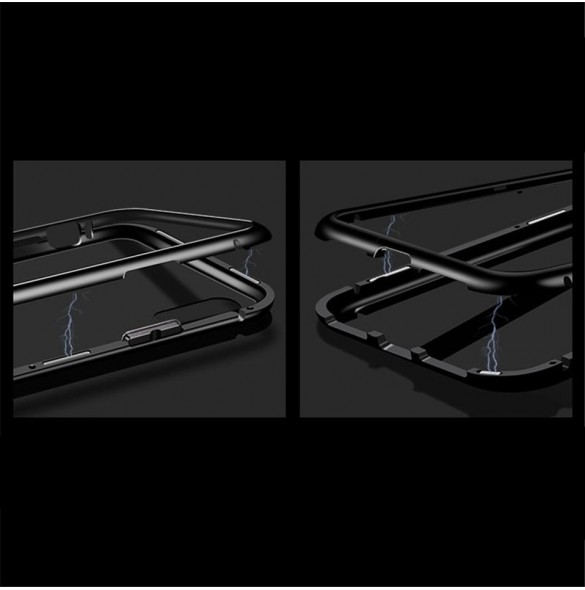JollyFX Magnetic Case Full Body Fram och Baklock för Xiaomi Redmi Note 7 - Svart-transparent