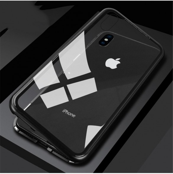 JollyFX Magnetic Case Full Body Fram och Baklock för Xiaomi Redmi Note 7 - Svart-transparent