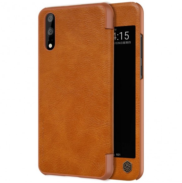 Nillkin Qin S-View Cover Vikbart Fodral Till Huawei P20 - Brun