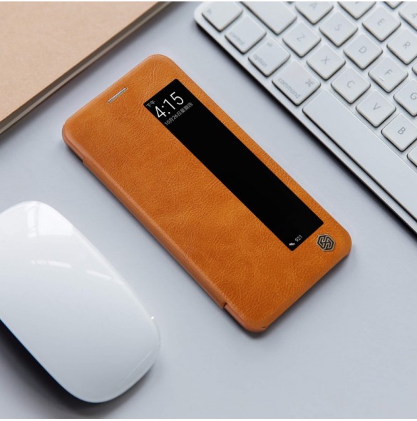 Nillkin Qin S-View Cover Vikbart Fodral Till Huawei P20 - Brun