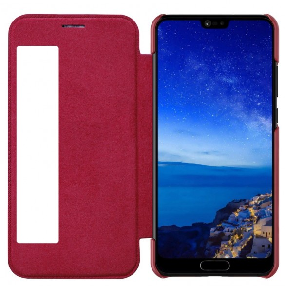 Nillkin Qin S-View Cover Vikbart Fodral Till Huawei P20 - Röd