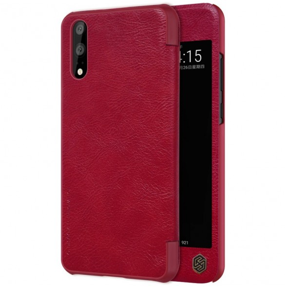 Nillkin Qin S-View Cover Vikbart Fodral Till Huawei P20 - Röd